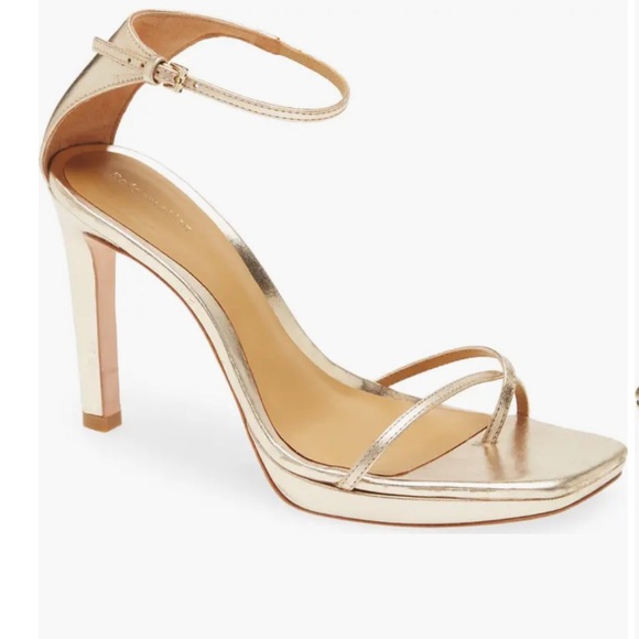 Reformation Gilda Platform Metallic Gold Heels